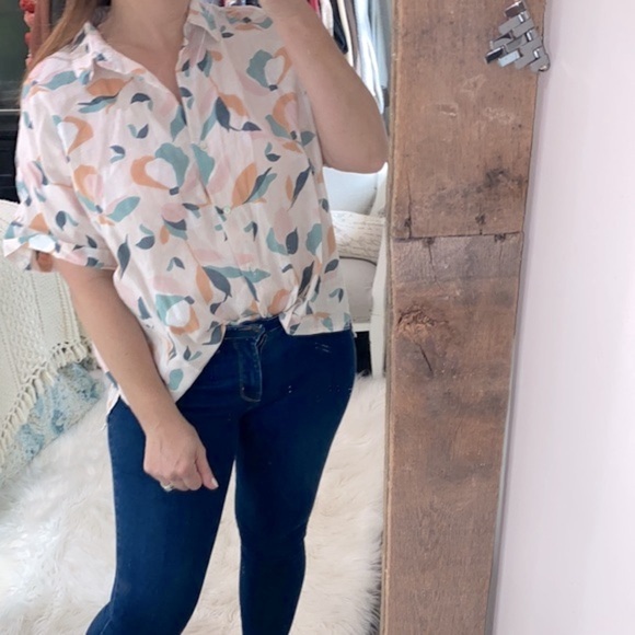 Rachel Zoe floral top size XLarge linen - Picture 2 of 8